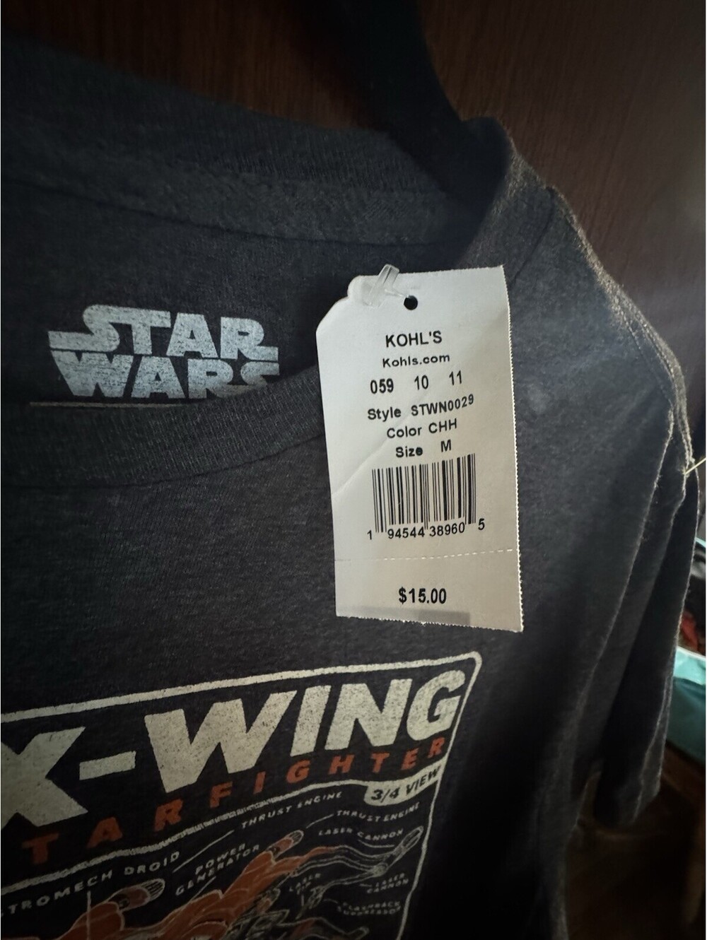 Star Wars X-Wing Starfighter Blueprint Graphic T Shirt Mens M Gray NWT Mad Engin - Picture 4 of 7